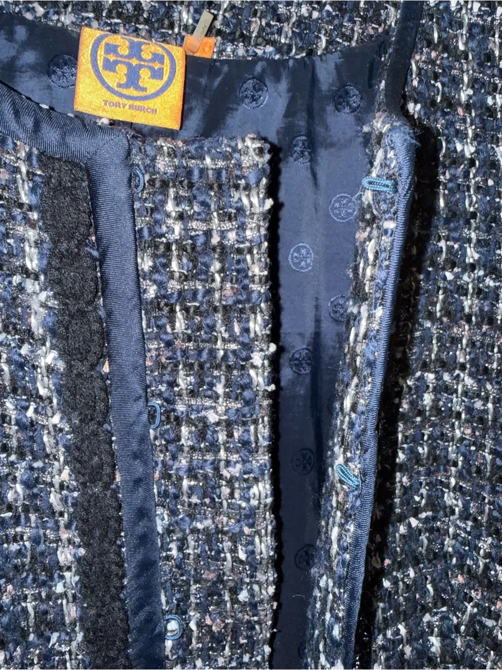 Tory Burch Annabelle Tweed Jacket with Gold Buttons